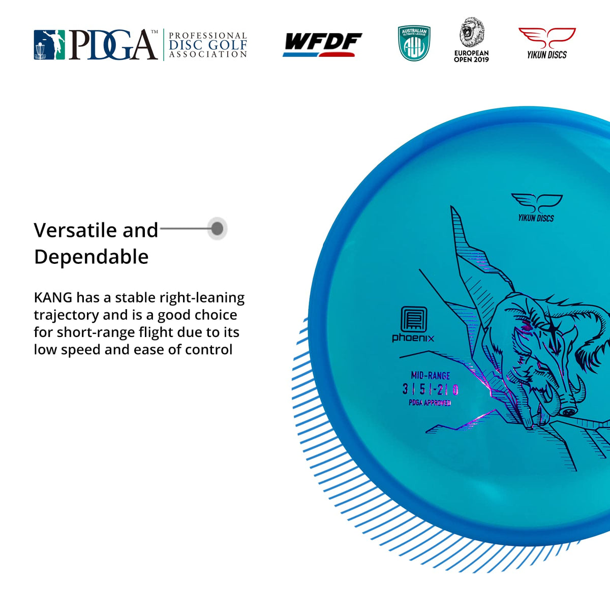 Yikundiscs Kang midrange, large diameter aids stable grip and release.