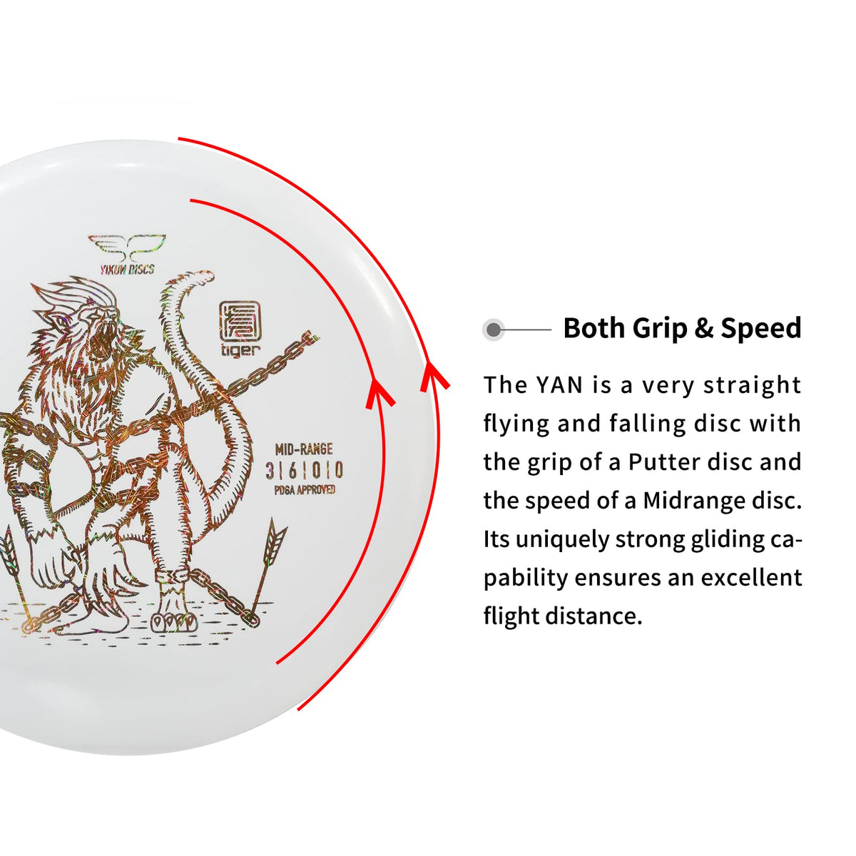 Yikundiscs midrange disc in flight illustrating glide for open courses