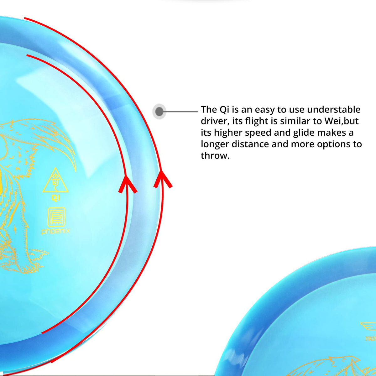Yikundiscs Phoenix Line in-flight—stable glide with potential for long-distance.