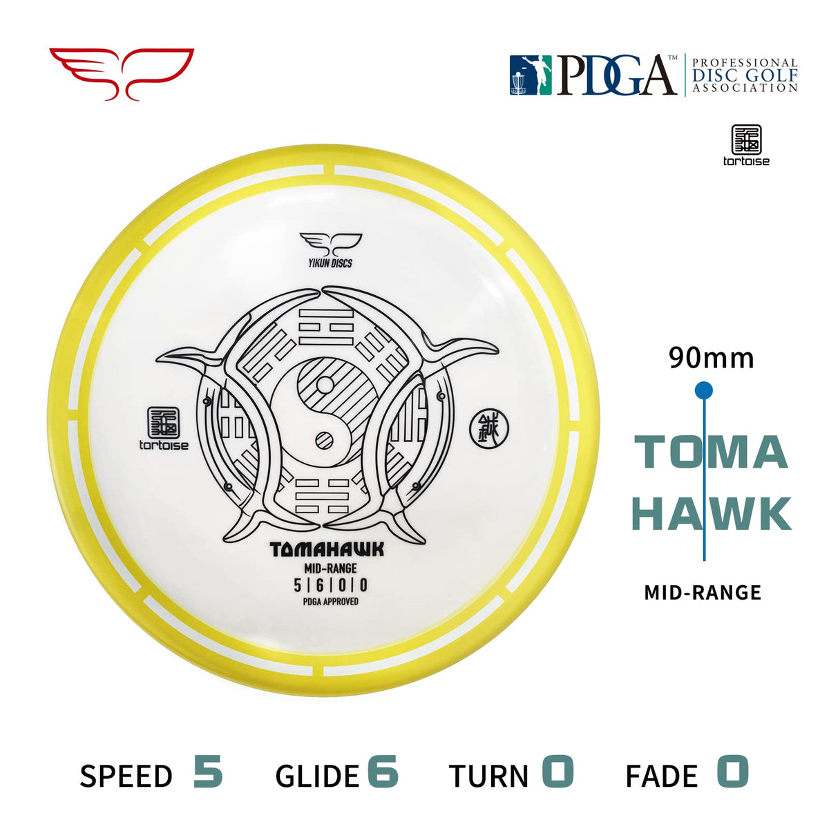 Yikundiscs Tomahawk in premium tortoise plastic for durable grip