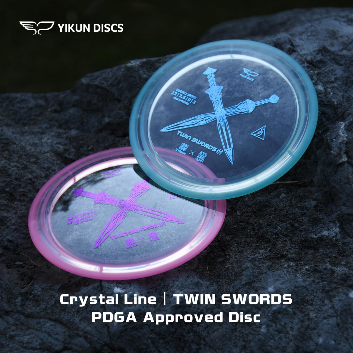 Yikundiscs Yikun Twin Swords crystal appearance under sun with jewel-like shine