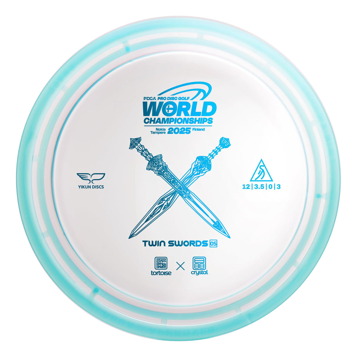 Yikundiscs Twin Swords Understable Distance Driver front view with wind resistance and smooth distance.