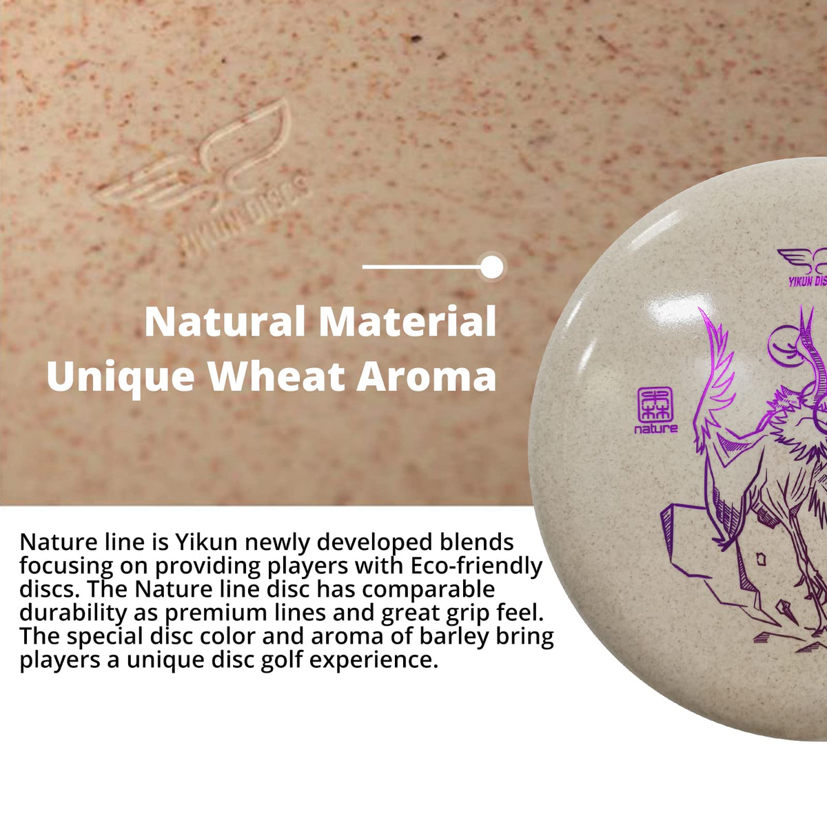 yikundiscs Yikun barley-color close-up emphasizes eco-friendly design and grip.