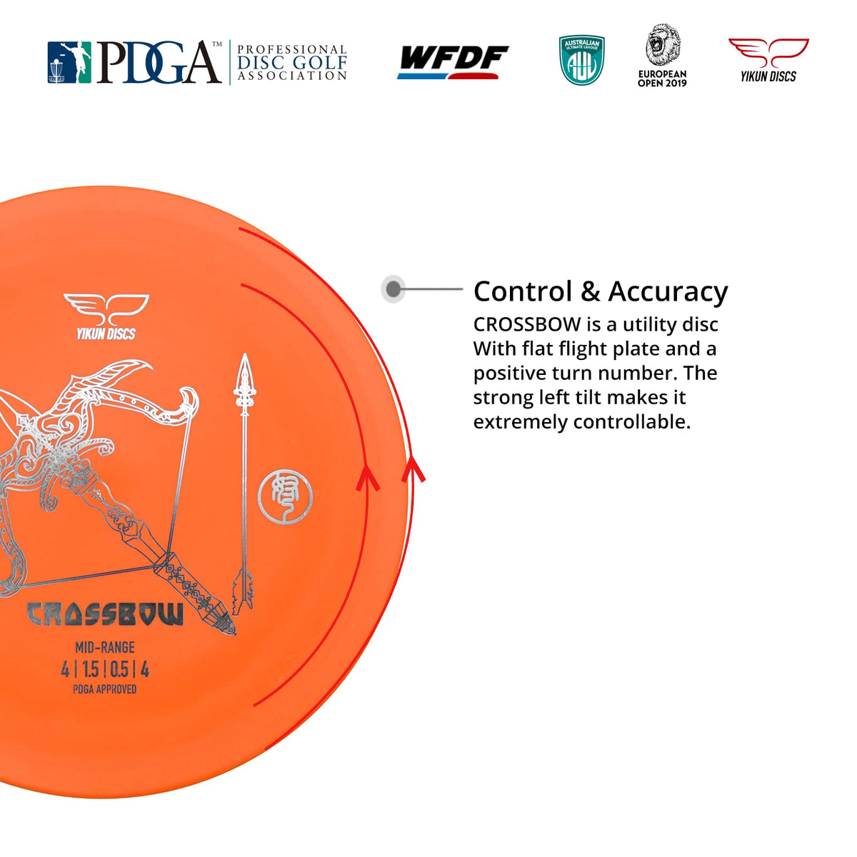 Yikundiscs Yikun CROSSBOW left-tilt for precise control in wind