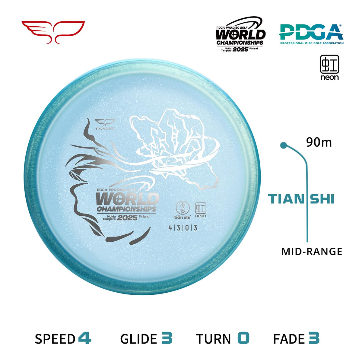 Yikundiscs Yikun midrange disc blue in-flight view highlights stable flight path.