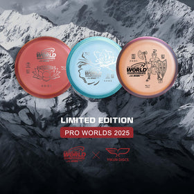 Yikundiscs Yikun midrange disc blue wooded-course shot emphasizes obstacle navigation.