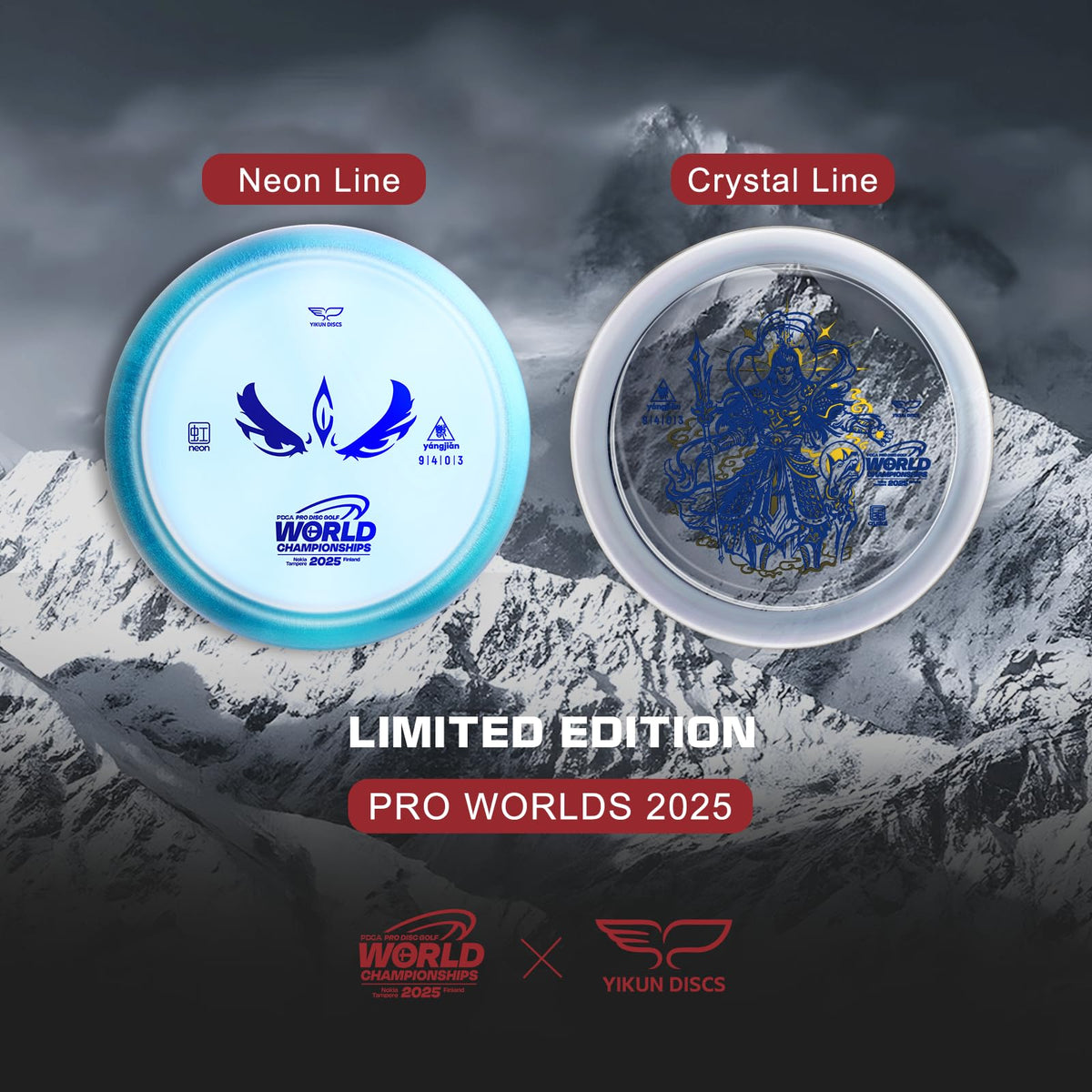 Yikun Pro Worlds Crystal Series disc close-up showing PDGA approval.