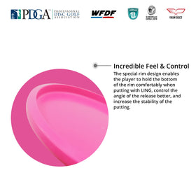 Yikundiscs Yikun putter pink flat-throw setup aids controlled accuracy.