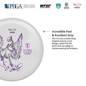 yikundiscs Yikun putter rim reverse-curve close-up reveals palm-friendly shaping.