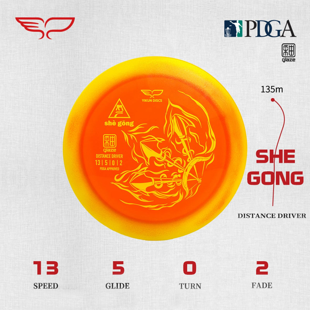 Yikun Shegong glaze side profile reveals stable flight and smooth glide.