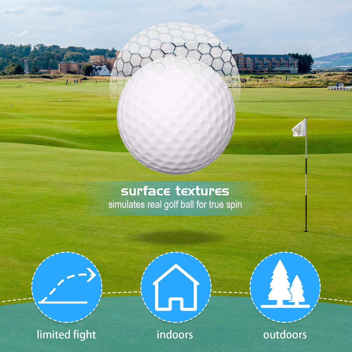 Yilloog foam golf balls shown for indoor and outdoor practice ability