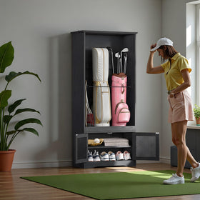 YITAHOME black-finish cabinet adds elegance to any space.