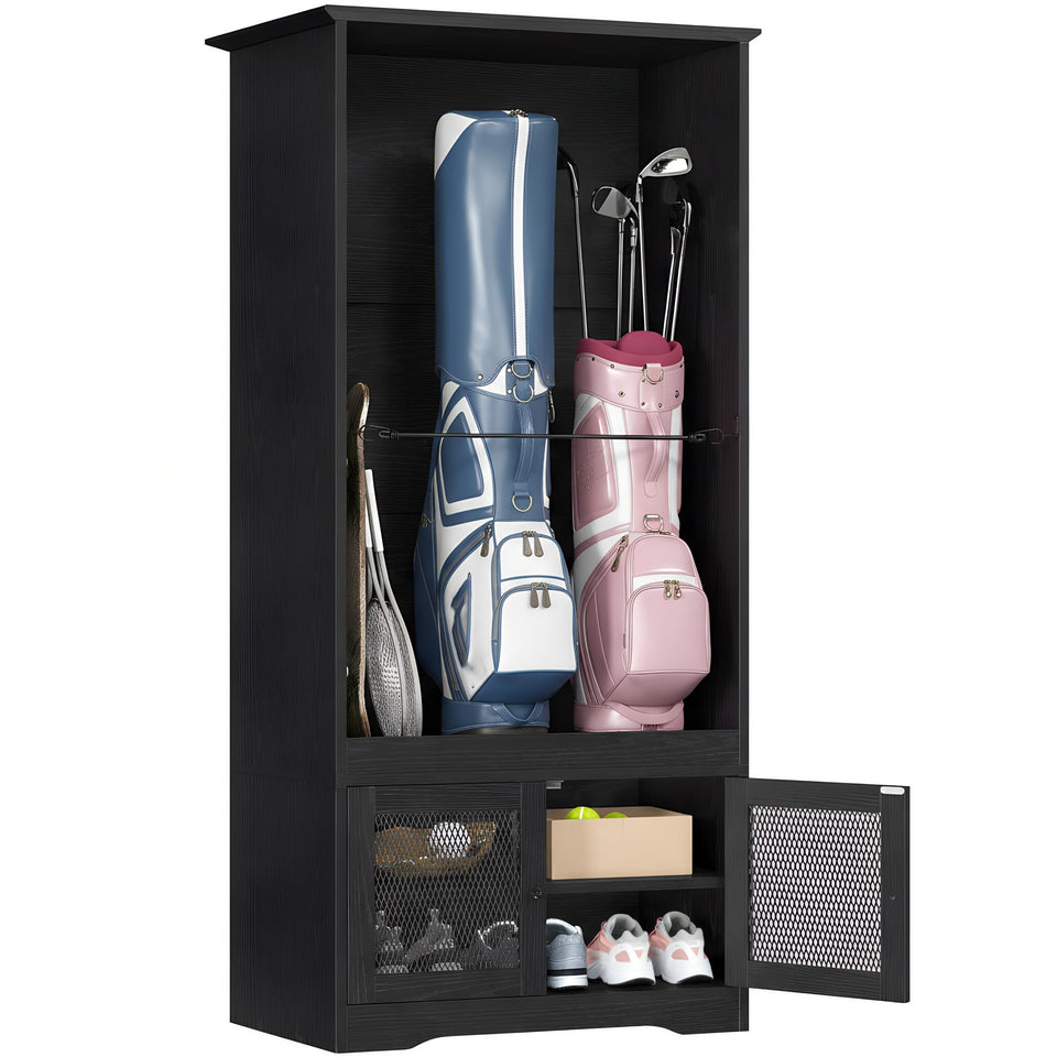 YITAHOME dual bag storage keeps golf gear organized and accessible.