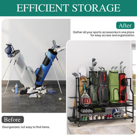YITAHOME golf storage rack side storage for clubs keeps equipment accessible
