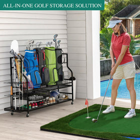 YITAHOME golf bag storage rack open bottom shelf stores shoes conveniently