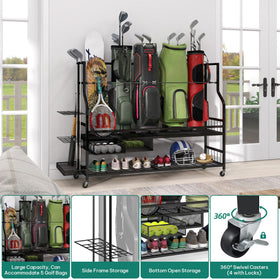 YITAHOME golf bag storage rack side drawer for organized accessories