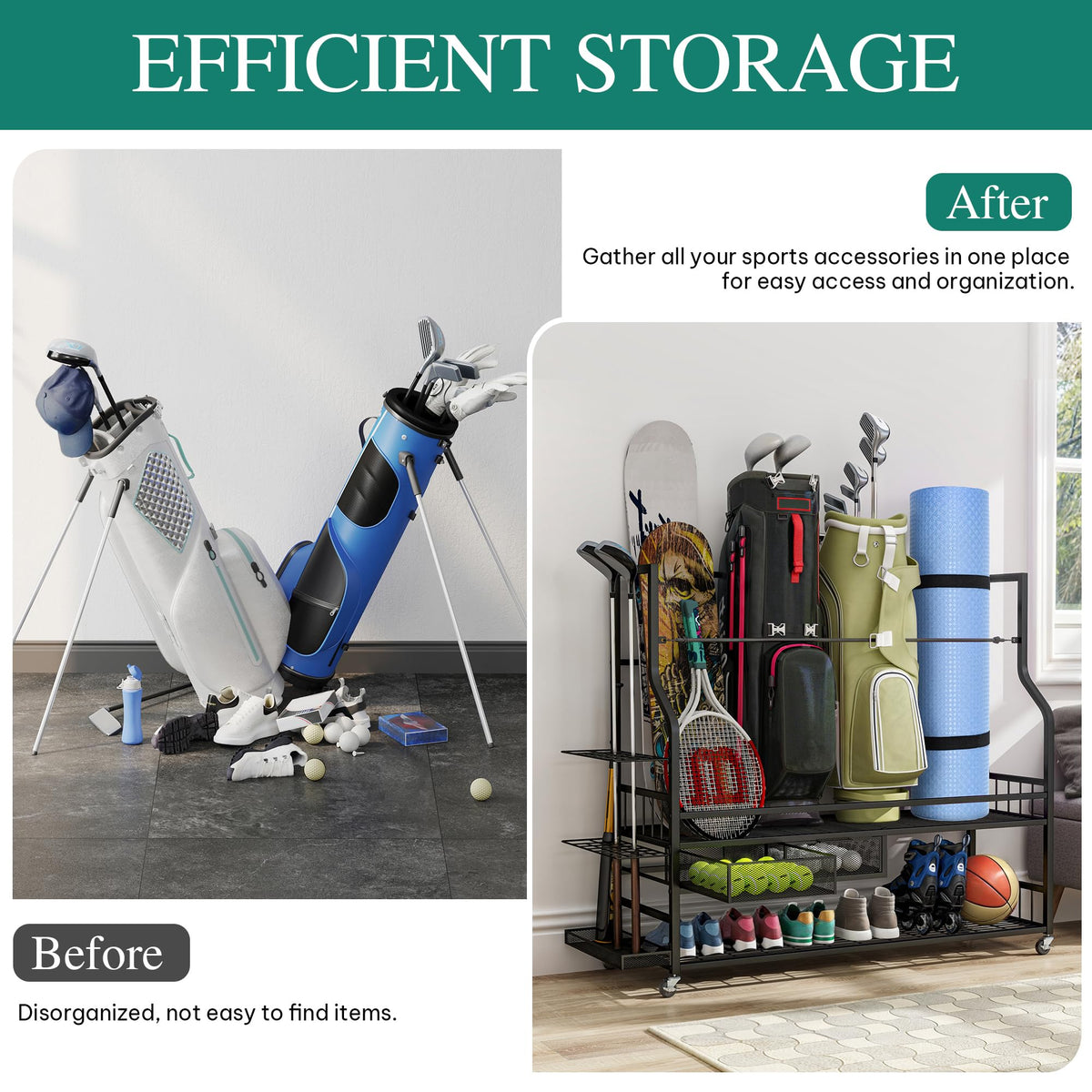 YITAHOME 360-degree casters provide smooth movement with a locking option.