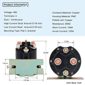 YIXIN 48V solenoid relay side installation showing secure mounting