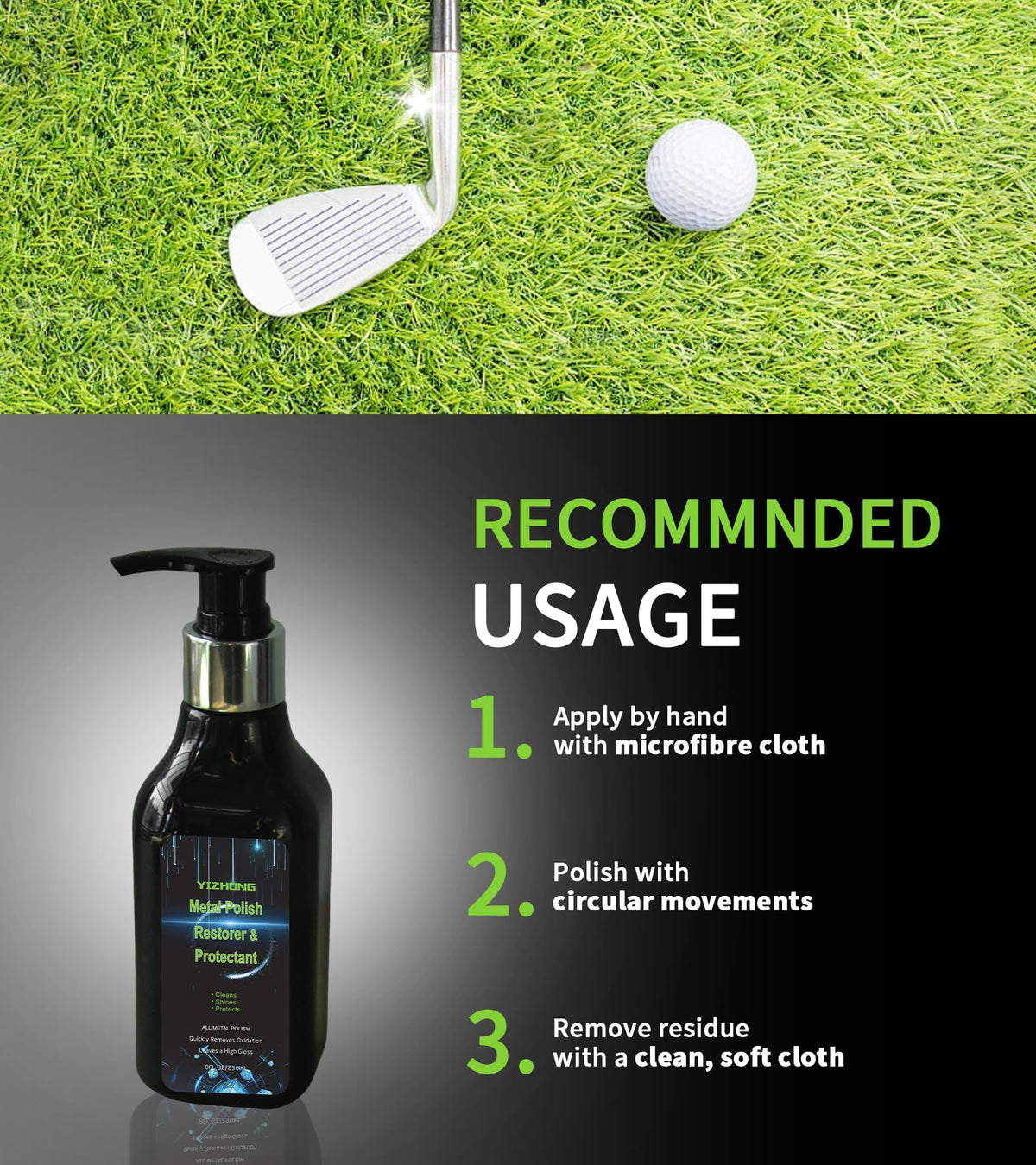 YIZHONG polish paste application on clubs removes grime and restores shine