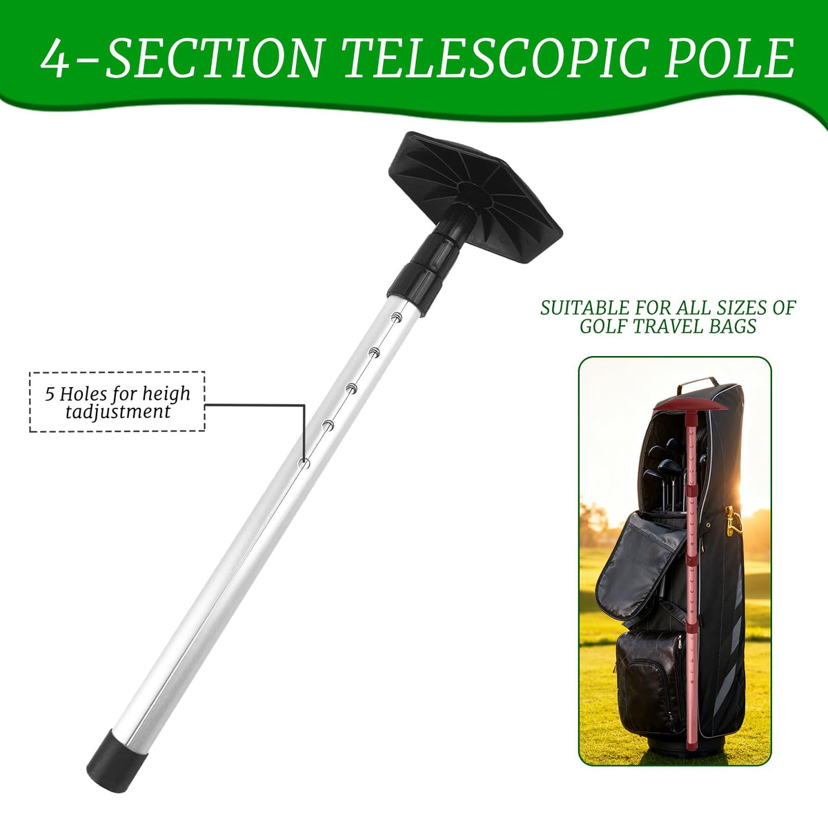 Ykimok golf travel pole collapsed for compact storage in luggage.