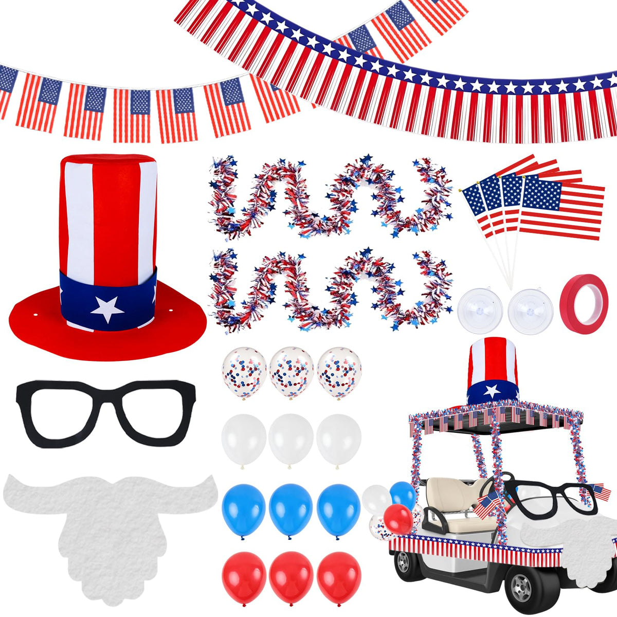 YLOLUL Independence Day hat boosts visibility on parade carts.