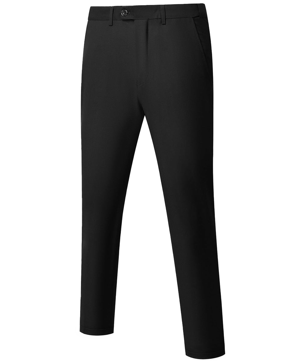 YND men's high-stretch golf pants with flat-front black for unrestricted movement on the course