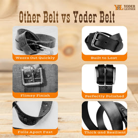 Yoder Basketweave Bridle Belt black finish offers versatile style.
