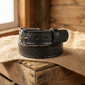 Yoder Basketweave Bridle Belt size 44 with seven 1-inch holes.