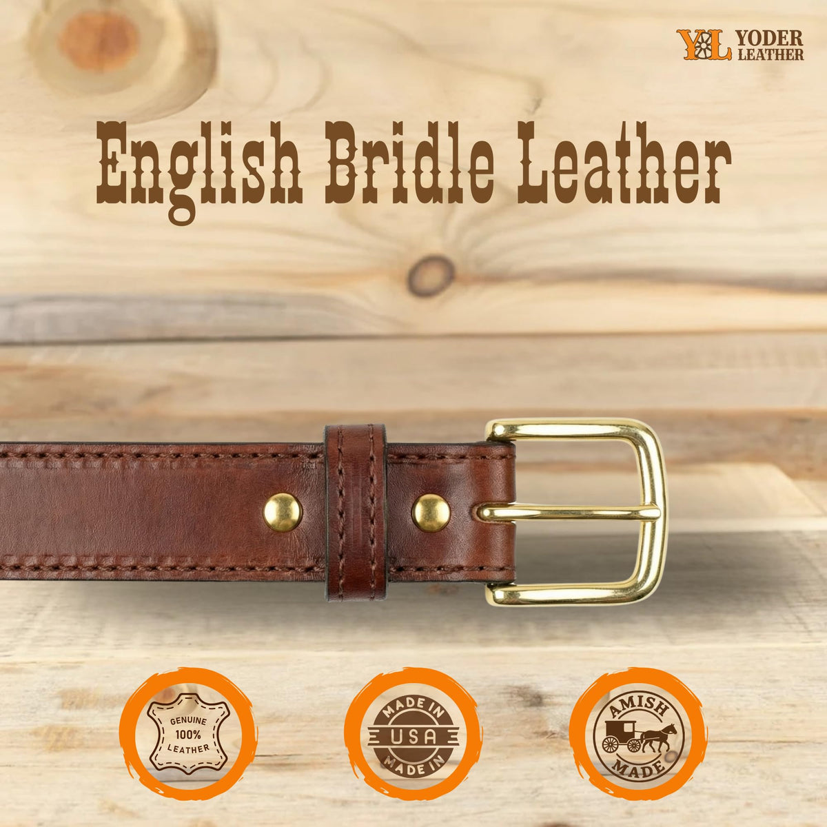 Yoder Leather stitched belt detail shows durable stitching and artisan craftsmanship