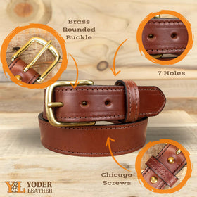 Yoder Leather belt width 1.5 inches supports tools and holsters securely