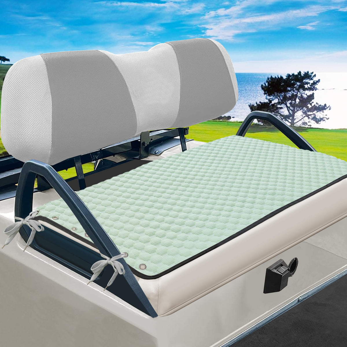 YOKYHOM cooling ice silk seat cover, front view, for cooler summer rides.