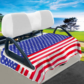 YOKYHOM American flag golf cart seat cover on a 2-seat cart protects seats and stays cool.