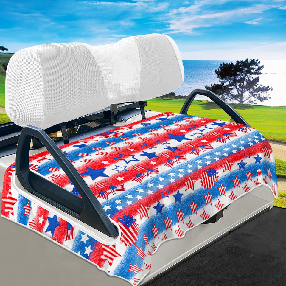 YOKYHOM American flag seat cover on a 2-seater golf cart, added patriotic style and protection