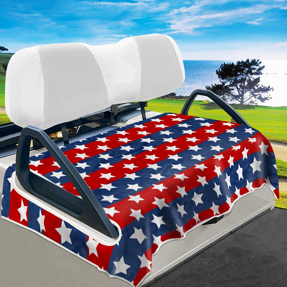 YOKYHOM American flag seat cover on a 2-seater golf cart for summer comfort