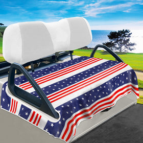 YOKYHOM American flag seat cover on a 2-seater golf cart provides durable seat protection.