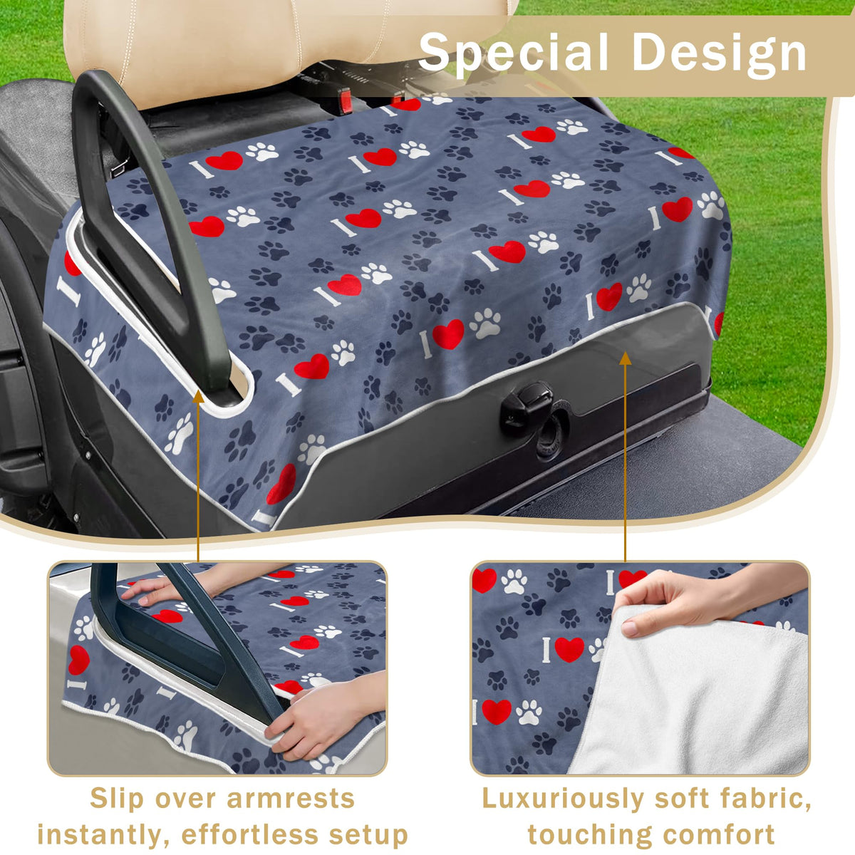 YOKYHOM American Flag seat cover on a 4-seater golf cart for comfort