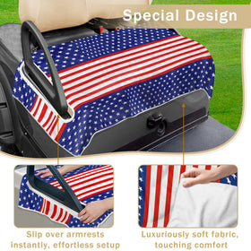 YOKYHOM American flag seat cover on a 4-seater golf cart, keeps seats clean.