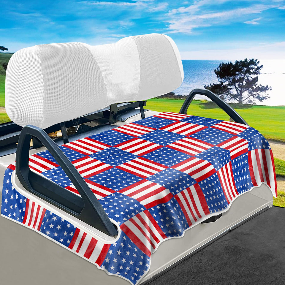YOKYHOM American flag seat cover with blue red grid adds comfort and patriotic style