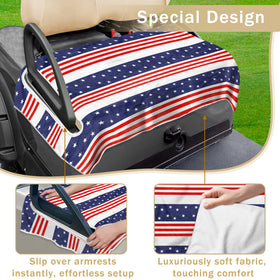 YOKYHOM American flag seat cover side view showing full-seat coverage for your cart.