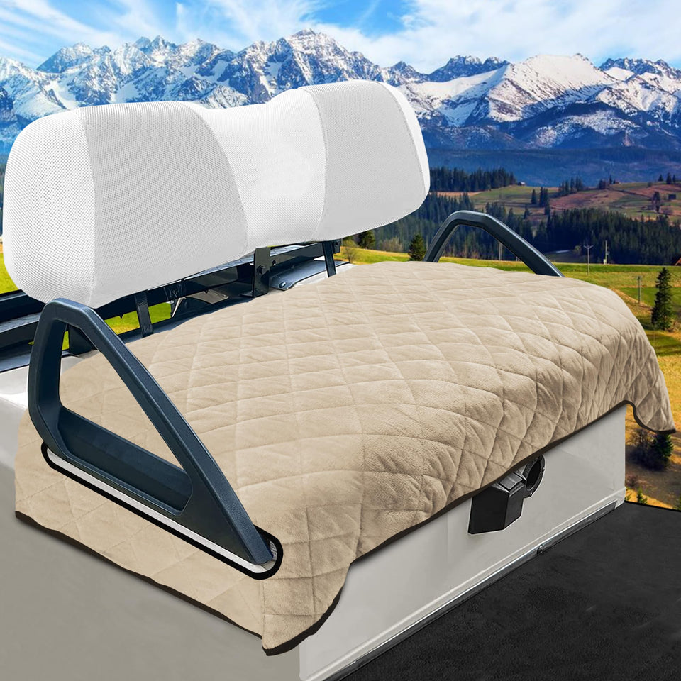 YOKYHOM golf cart seat cover for 2-seater with plush fabric and secure non-slip backing.