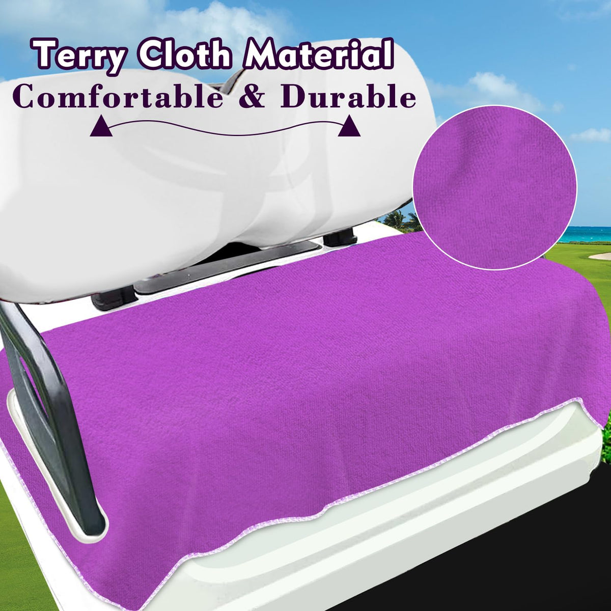 YOKYHOM violet seat cover fits EZGO/Club Car 2-seaters for a clean look.