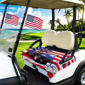 YOKYHOM golf cart seat cover with patriotic blue-red print for cozy drives