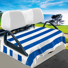YOKYHOM golf cart seat cover with blue stripes protects seats in sun and rain.