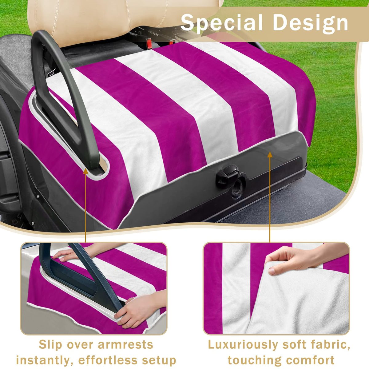 YOKYHOM universal fit stripe purple cover for EZGO, Club Car, Yamaha carts.