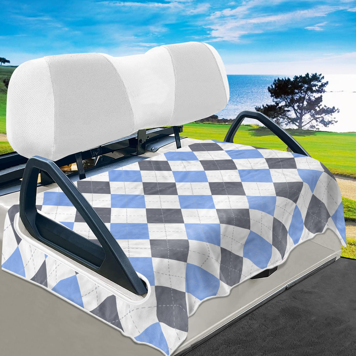 YOKYHOM golf cart seat cover on a 2-seat cart protects seats from heat and sweat