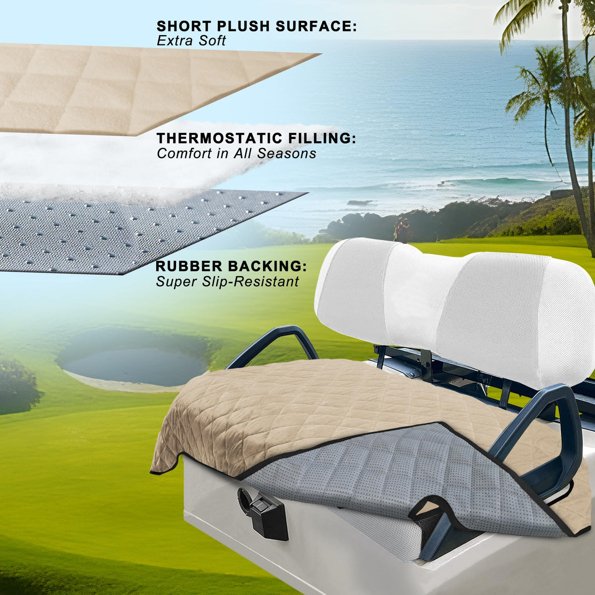YOKYHOM universal-fit seat cover for EZGO, Club Car, and Yamaha carts.