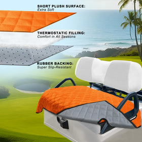 YOKYHOM golf cart seat covers orange back view highlighting non-slip backing.
