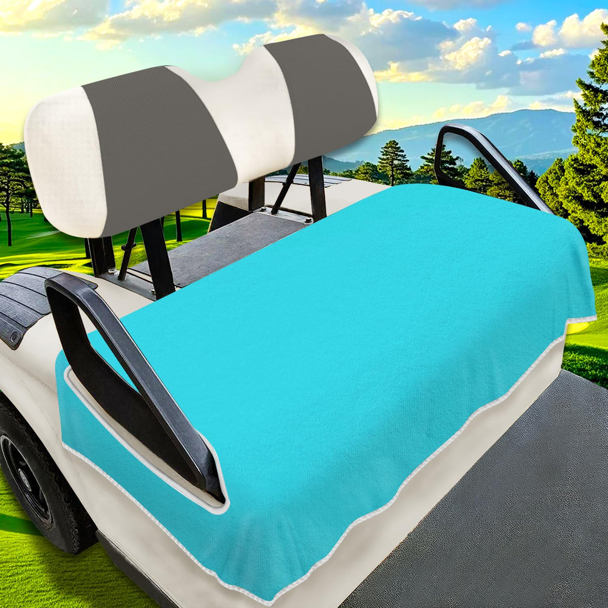 YOKYHOM blue golf seat cover shown on a cart seat for cooler, cleaner seating