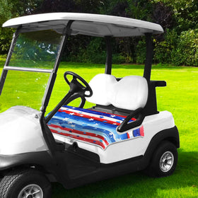 Patriotic gift-ready YOKYHOM golf cart seat cover for enthusiasts.