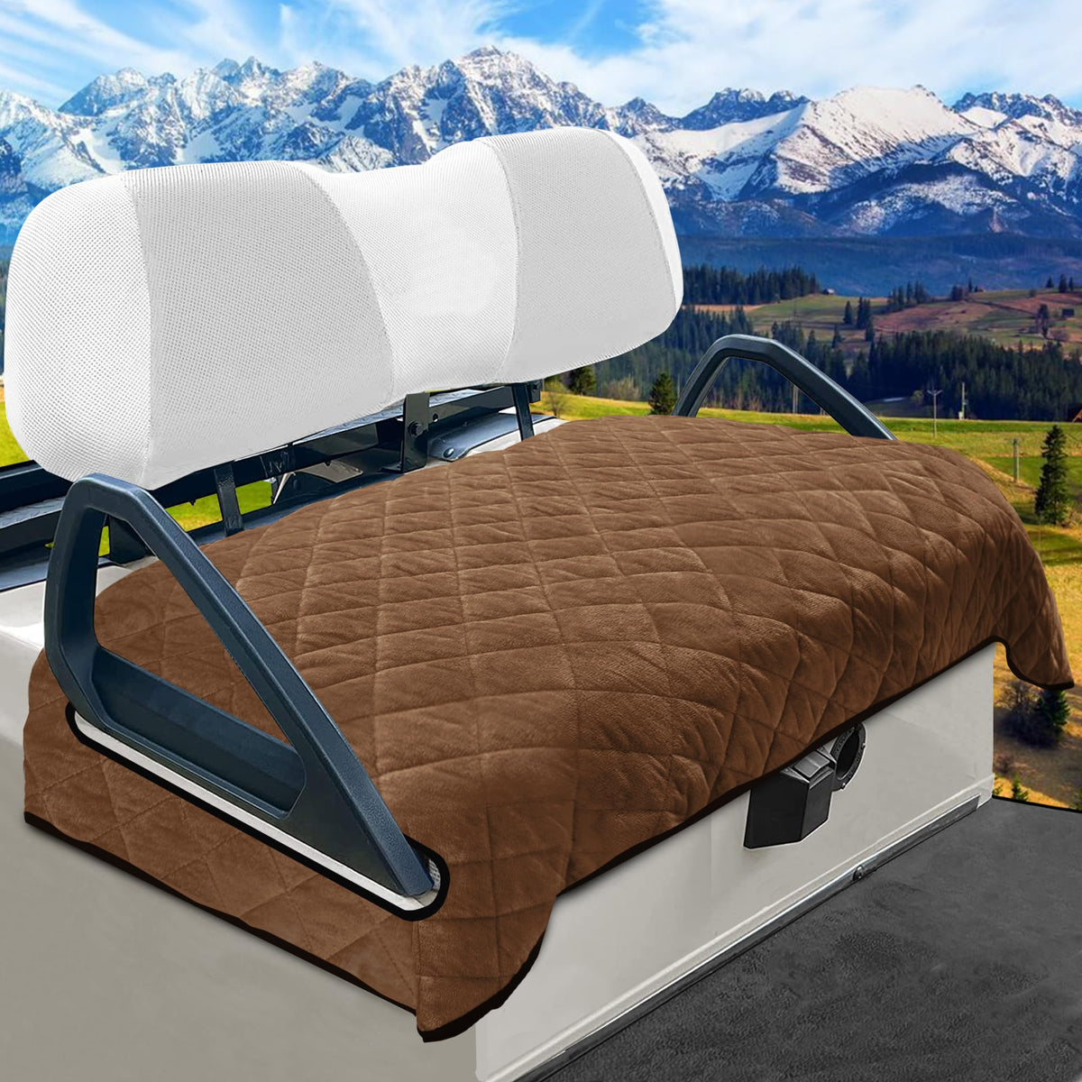 YOKYHOM golf cart seat cover with thick plush material, upper view showing premium comfort.